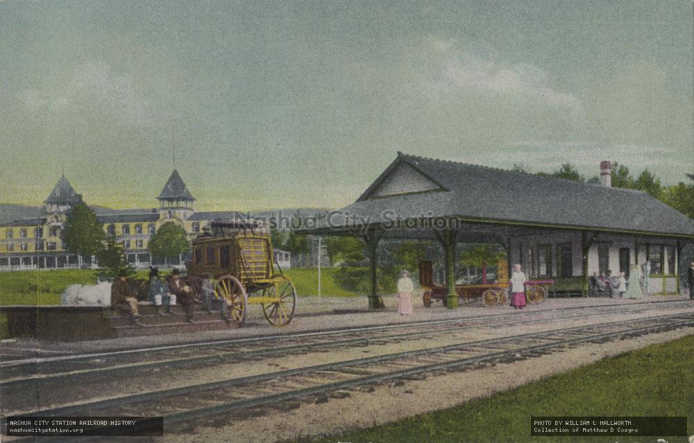 Postcard: Deer Park Hotel and Railroad Station, North Woodstock, New Hampshire